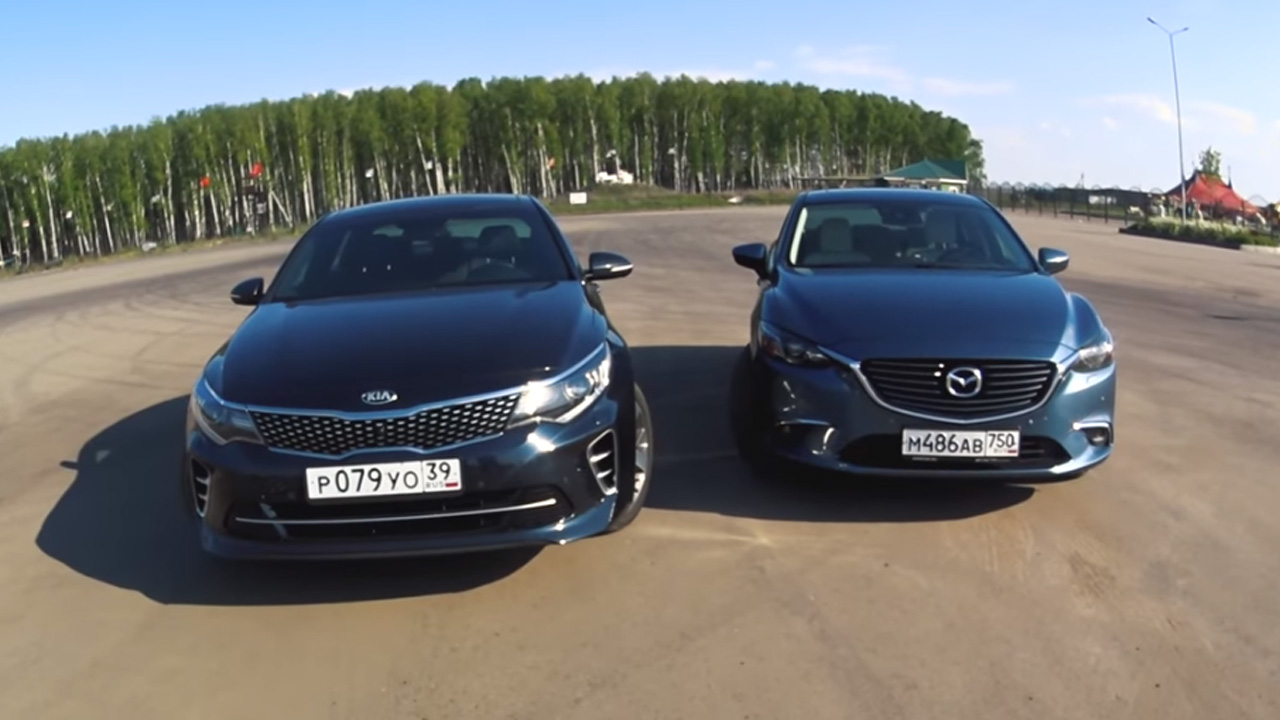 Анонс видео-теста KIA Optima GT против Mazda 6 2,5! Тойота Камри в уме. Тест драйв и сравнение Киа Оптима и Мазда 6