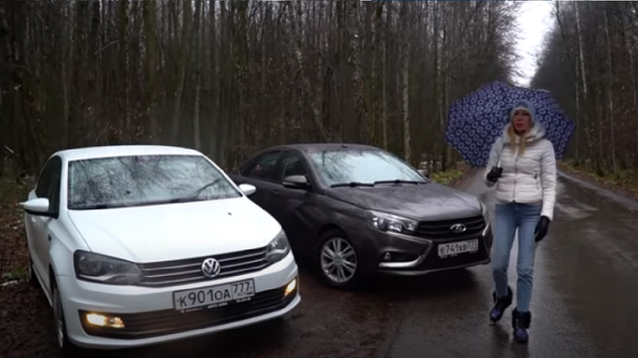 Анонс видео-теста Косяки Лада Веста и новый Volkswagen Polo Sedan. Лиса рулит